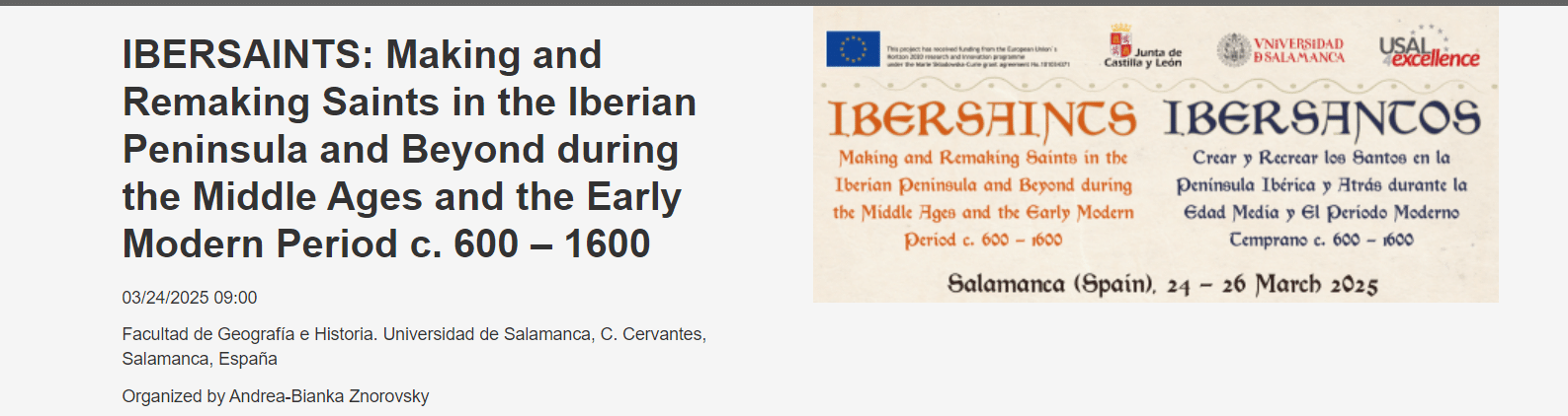 IBERSAINTS: Making and Remaking Saints in the Iberian Peninsula and Beyond during the Middle Ages and the Early Modern Period